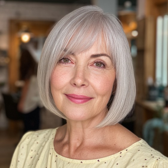 Elegant Blunt Bob with Subtle Face-Framing Layers