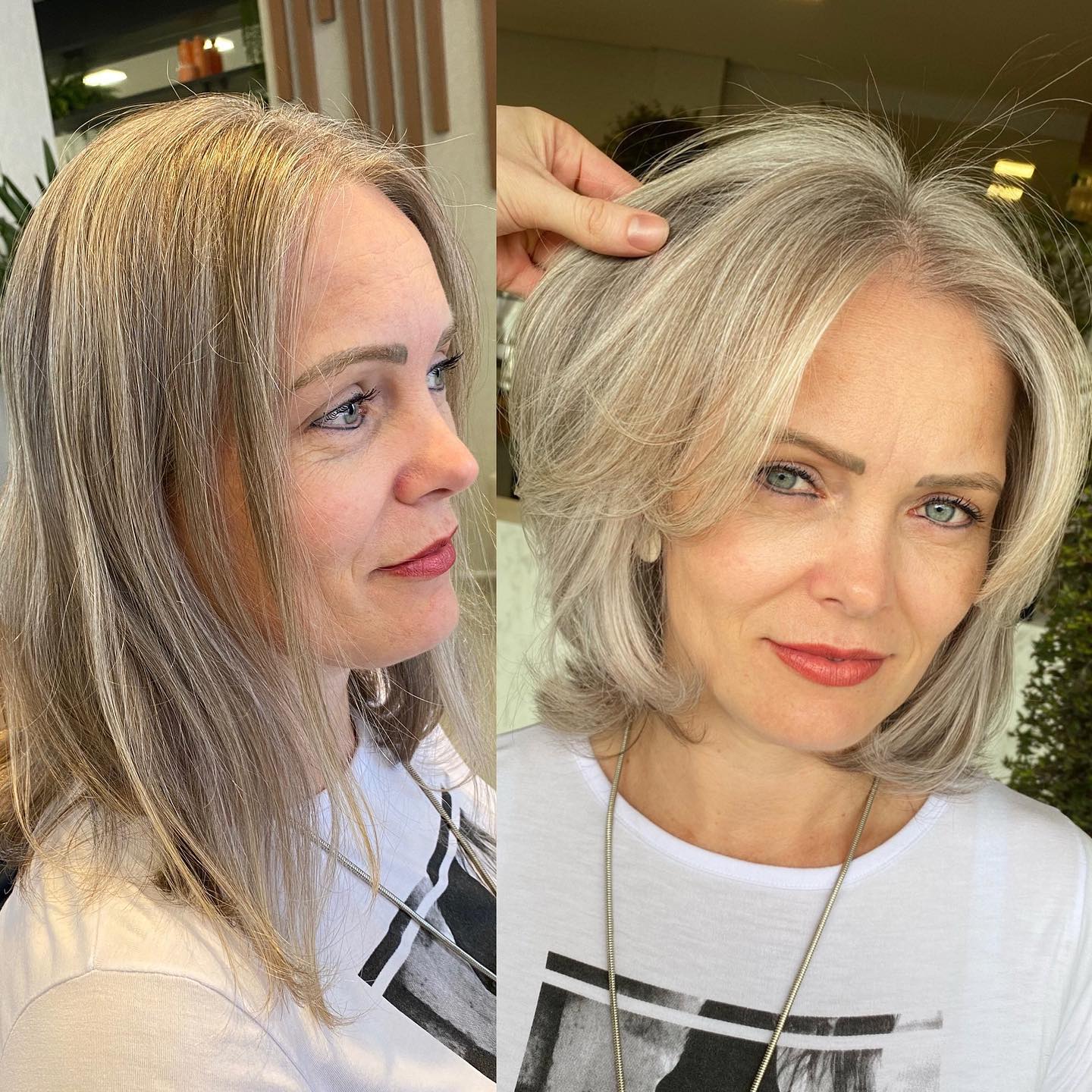 Elegant Textured Lob with Soft Silver Highlights