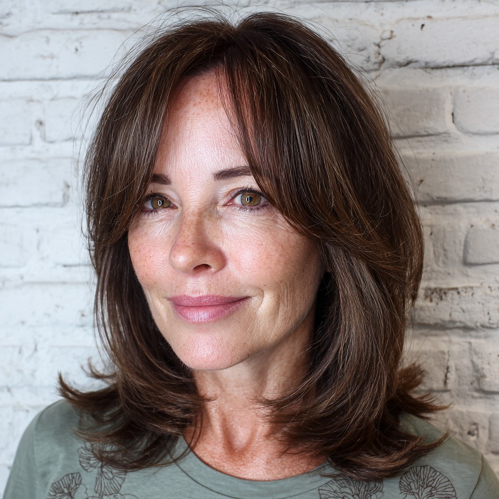 Layered Lob with Long Feathered Bangs