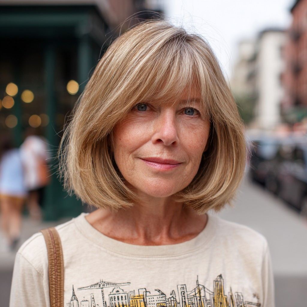 Layered Lob with Soft Long Bangs