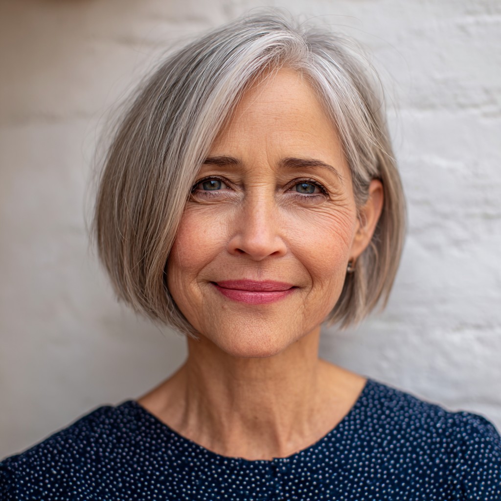 Modern Silvery Bob with Soft Face-Framing Layers