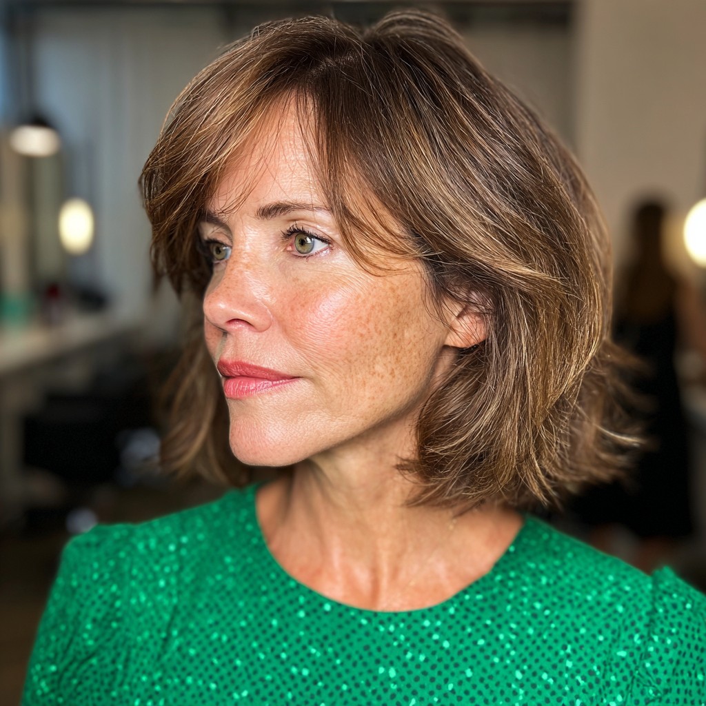 Modern Textured Lob with Long Side Bangs