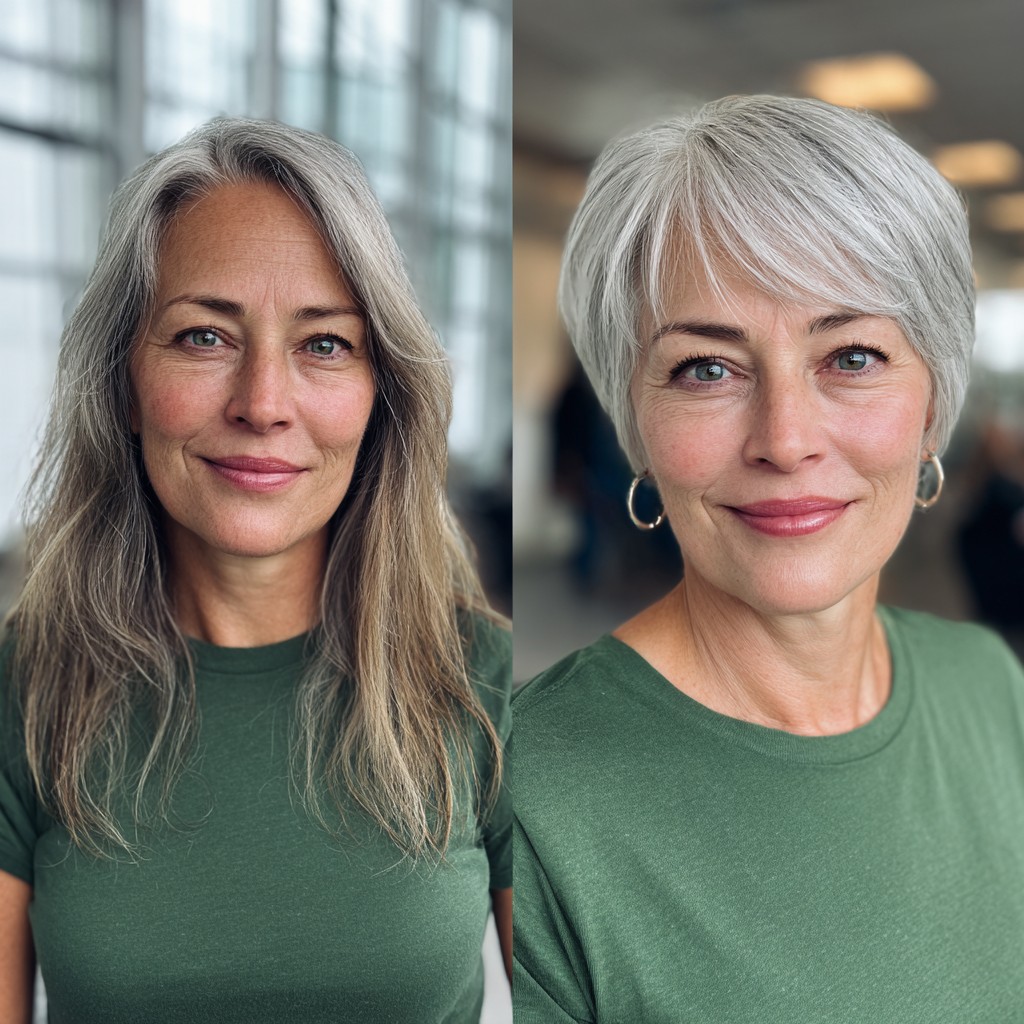 Modern Textured Silver Pixie with Soft Volume