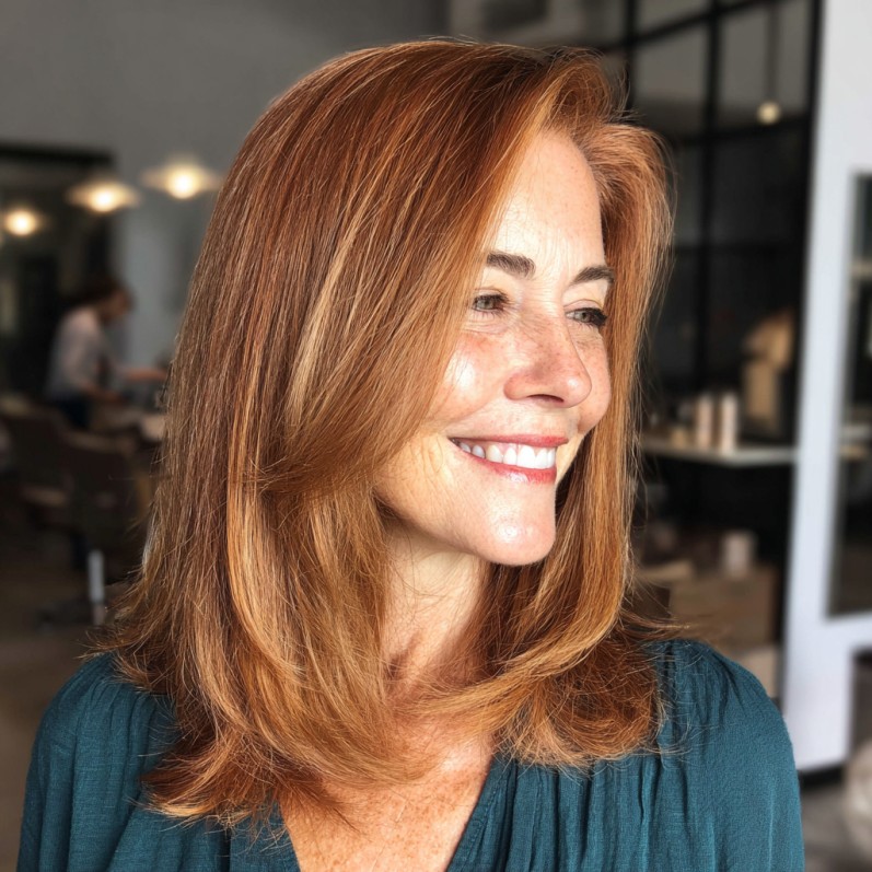 Radiant Long Layered Copper Cut with Subtle Movement