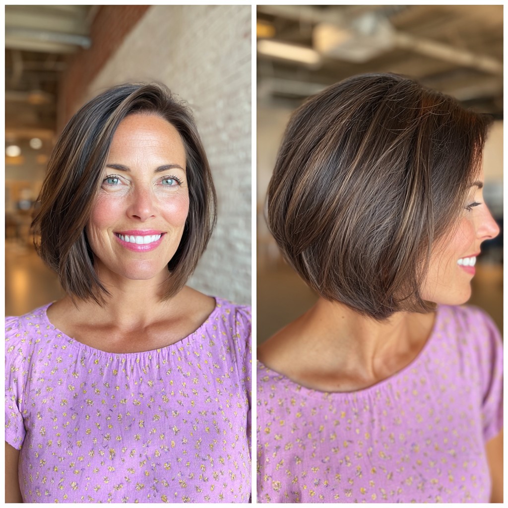 Sleek Angled Bob with Subtle Highlights
