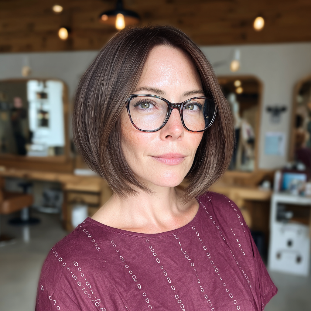 Sleek Chocolate Bob with Subtle Texture