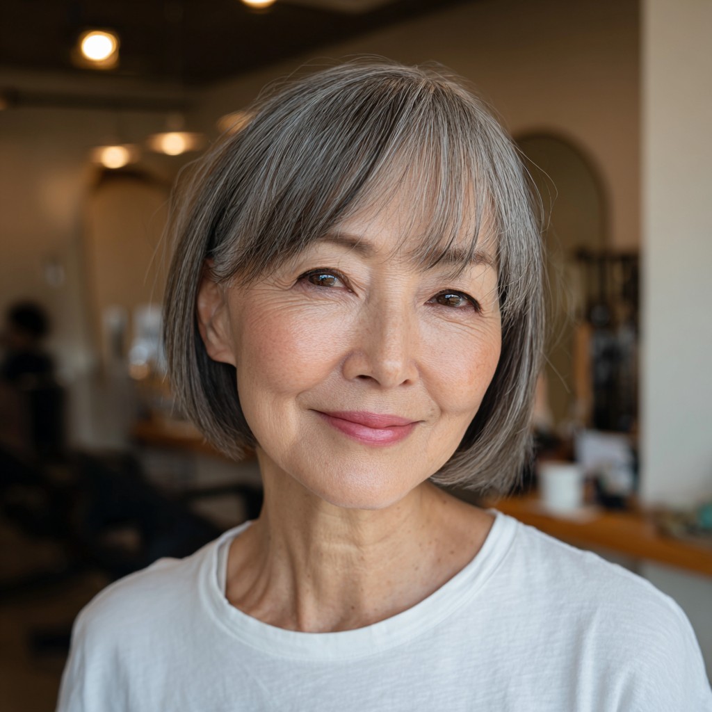 Sleek Modern Bob with Soft Side Bangs