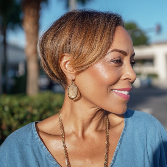 Sleek Textured A-Line Bob with Subtle Highlights