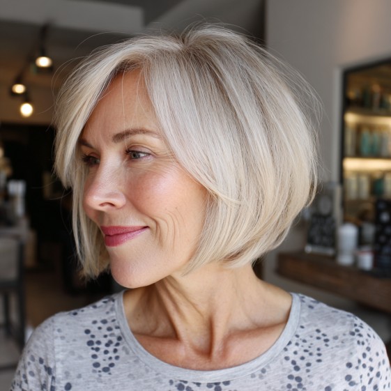 Soft Blended Ash Blonde Bob with Subtle Layers