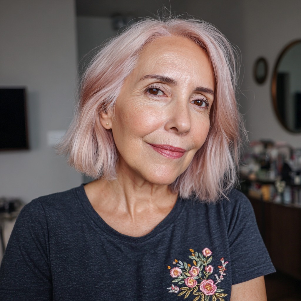 Soft Blush Bob with Subtle Texture