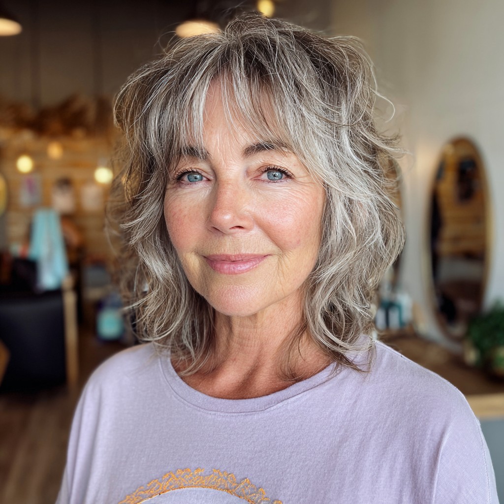 Soft Layered Shag with Feathered Ends