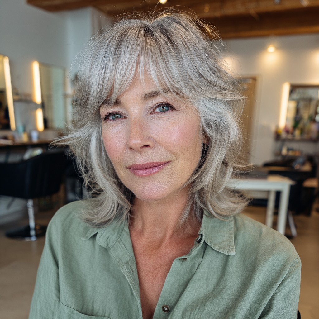 Soft Layered Shag with Feathered Face-Framing Bangs
