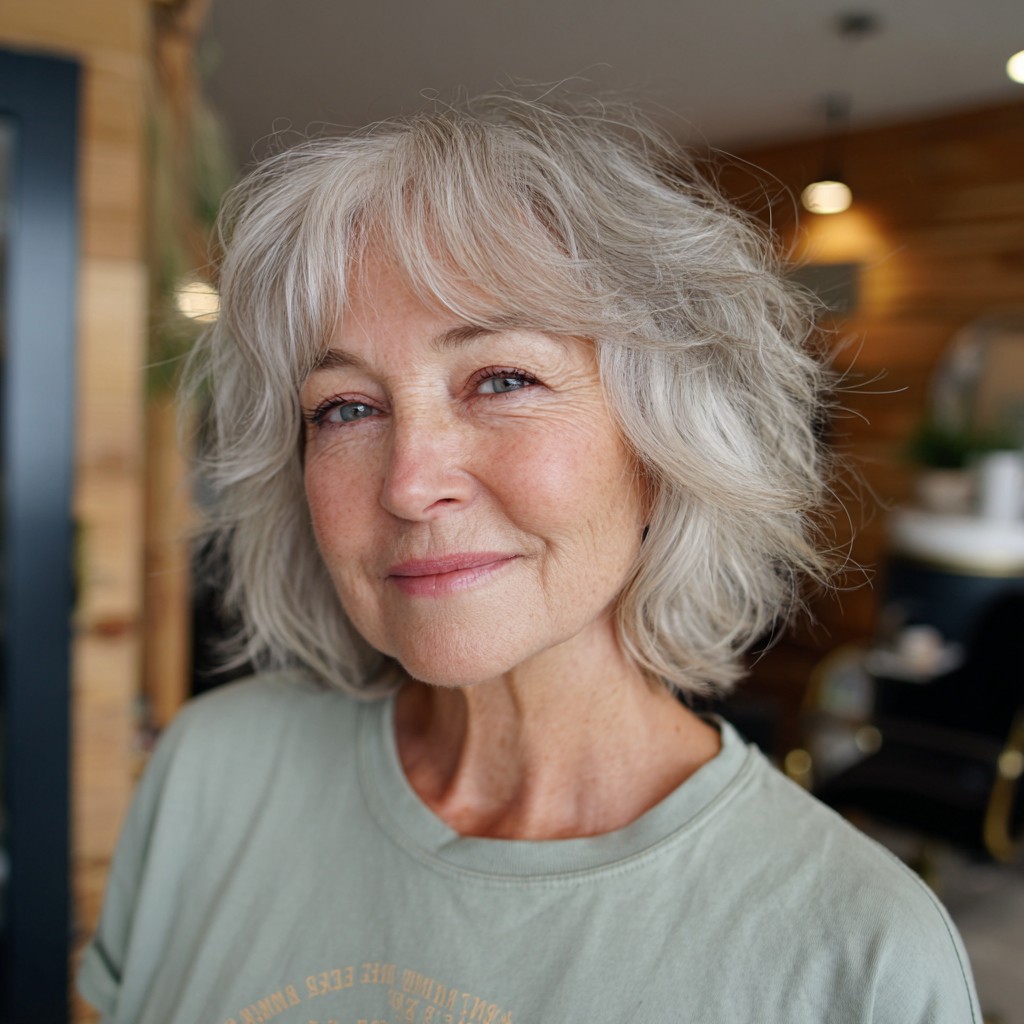 Soft Silver Shag with Gentle Layers