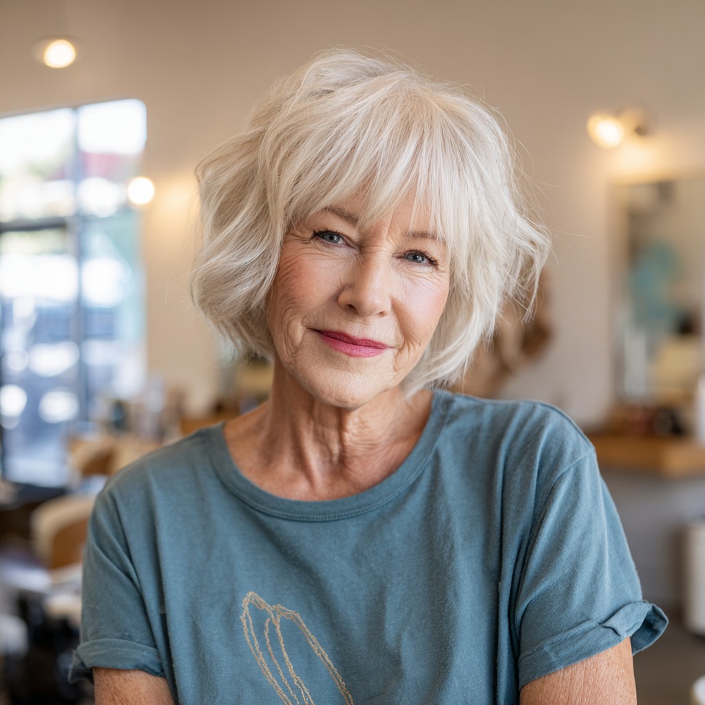 Soft Textured Silver Shag with Subtle Layers
