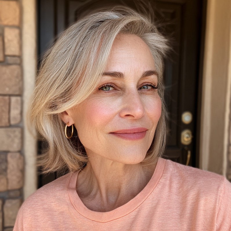 Softly Layered Ash Blonde Bob with Subtle Movement
