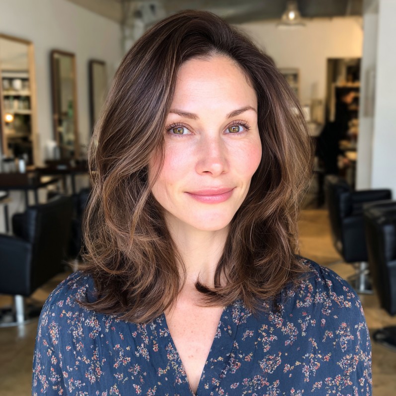 Softly Layered Medium-Length Cut with Natural Waves