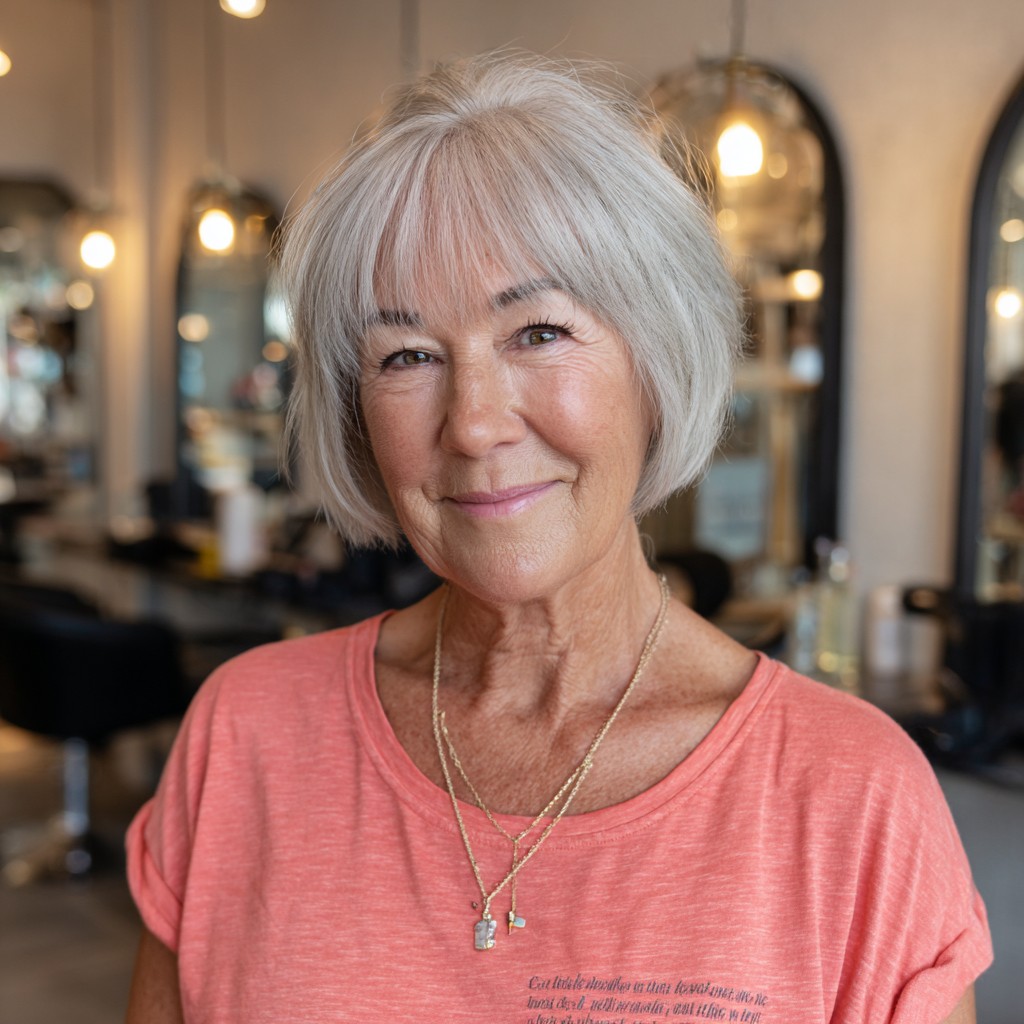 Softly Textured Blunt Bob with Subtle Bangs