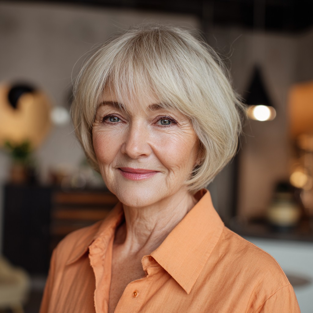 Softly Textured Bob with Fringe