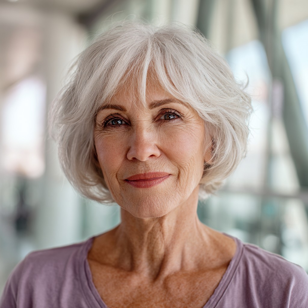 Softly Textured Silver Bob with Lively Volume