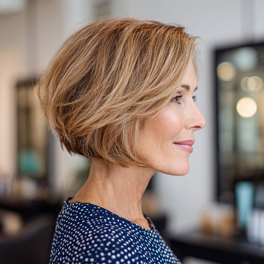 Stylish Angled Bob with Soft Highlights