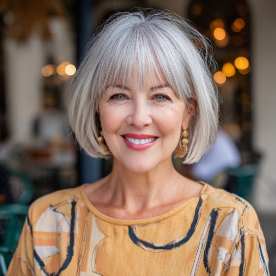 Stylish Textured Bob with Soft Fringe