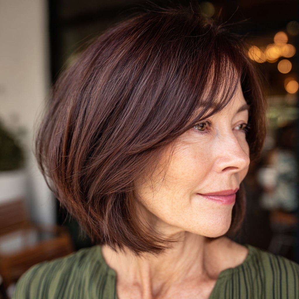 Stylish Textured Lob with Soft Bangs