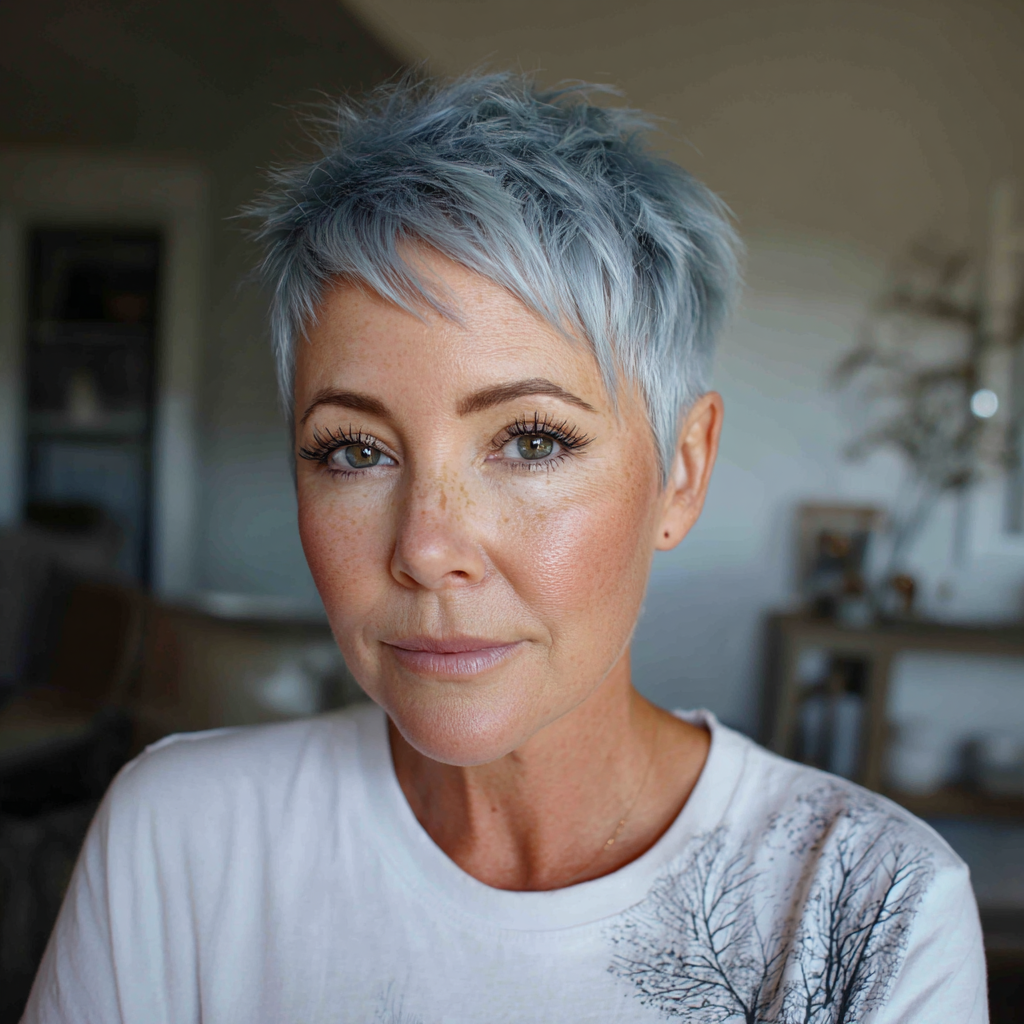 Stylish Textured Pixie in Soft Silver