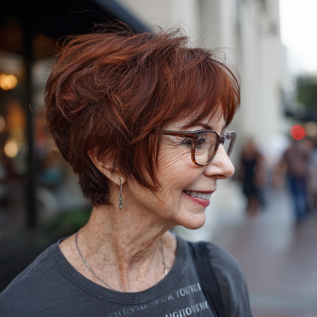 Textured Auburn Pixie Bob with Wispy Layers