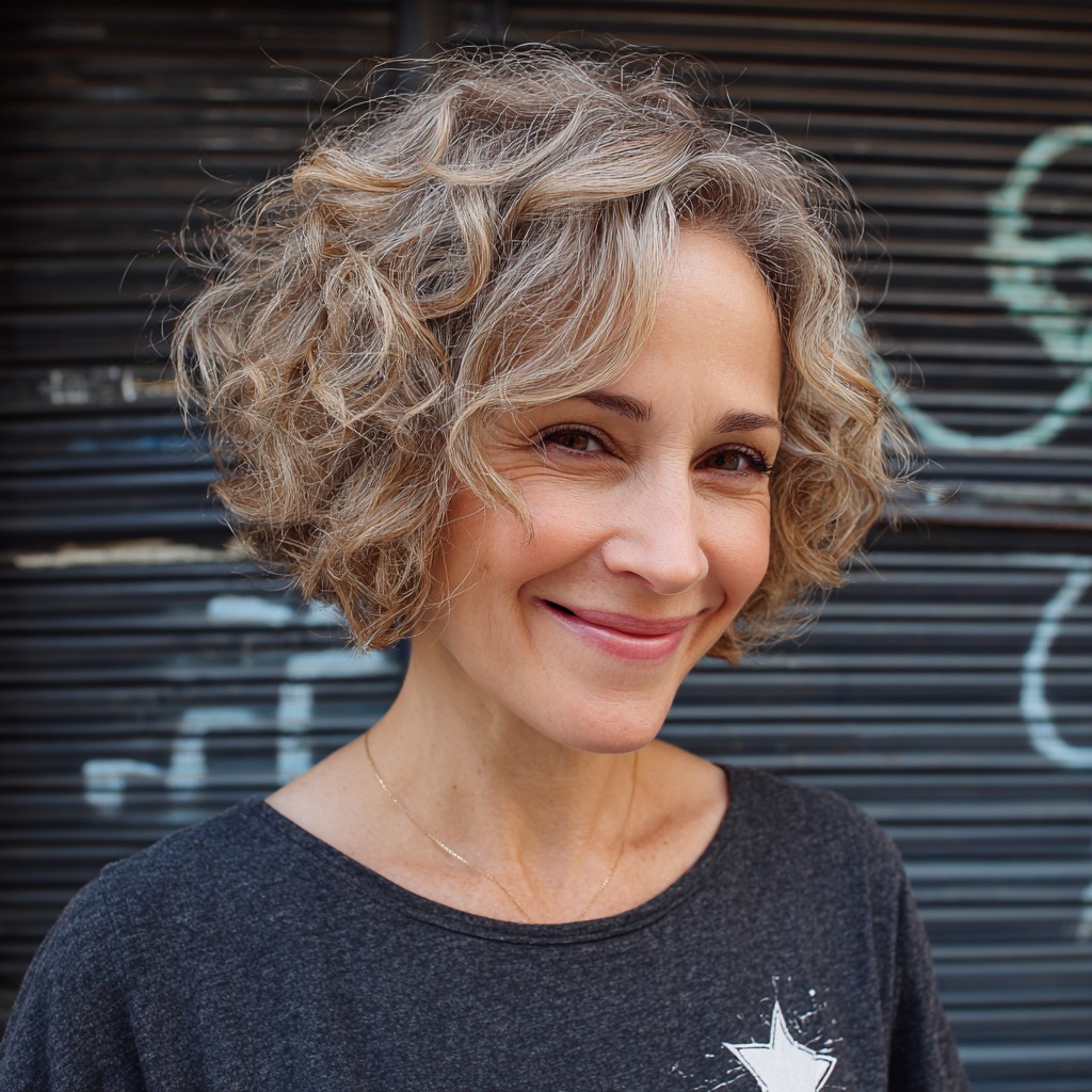 Textured Curly Bob with Soft Volume