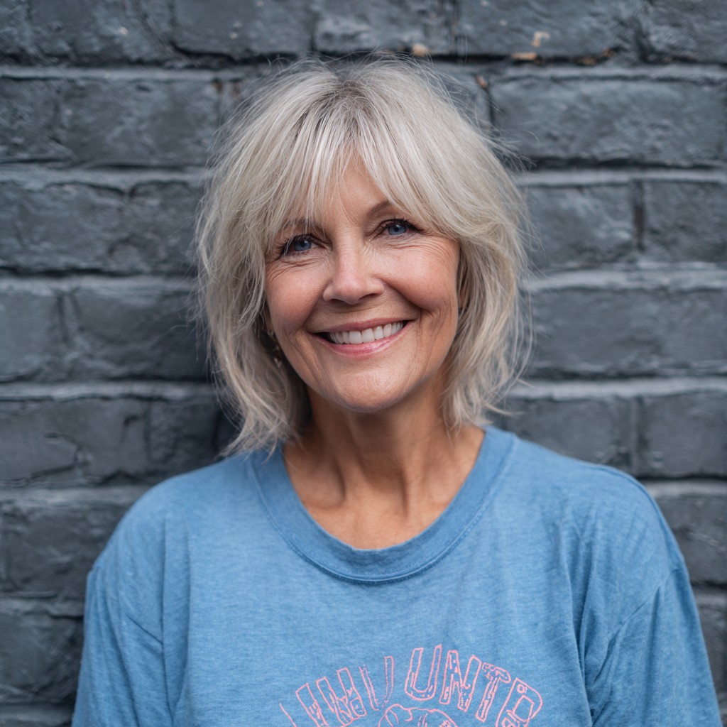 Textured Lob with Fluffy Bangs for Effortless Style