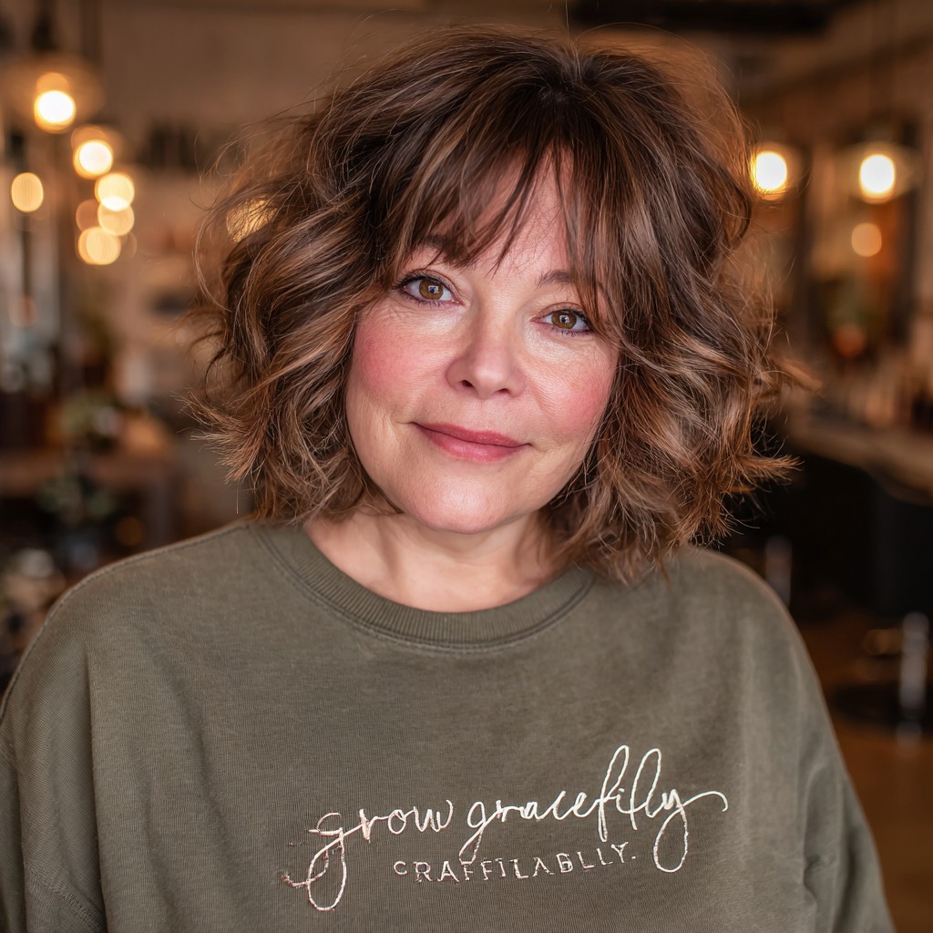 Textured Lob with Playful Bangs