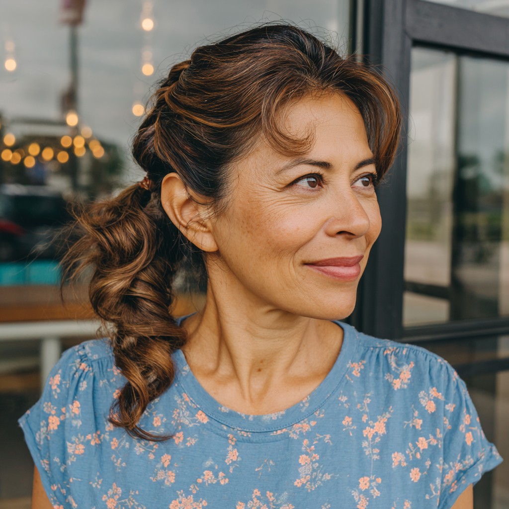 Textured Ponytail with Soft Face-Framing Layers