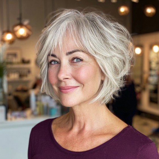 Textured Short Bob with Feathered Layers