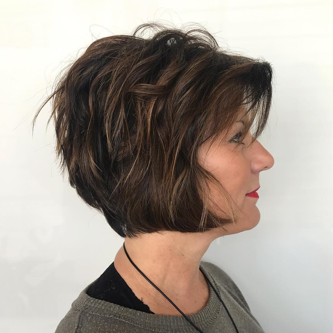 Textured Short Bob with Rich Caramel Highlights