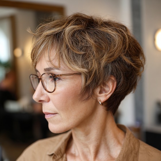 Textured Short Cut with Soft Volume and Subtle Highlights