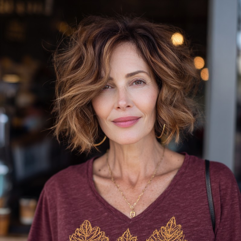 Textured Shoulder-Length Curly Cut with Soft Volume