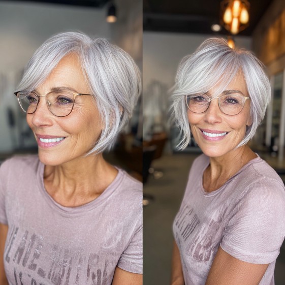 Textured Silver Bob with Soft Layers