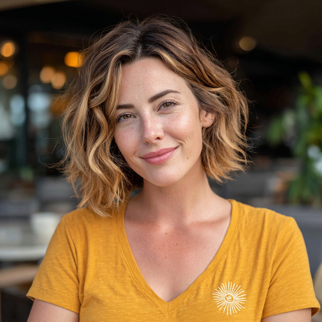 Trendy Textured Wavy Lob with Subtle Highlights