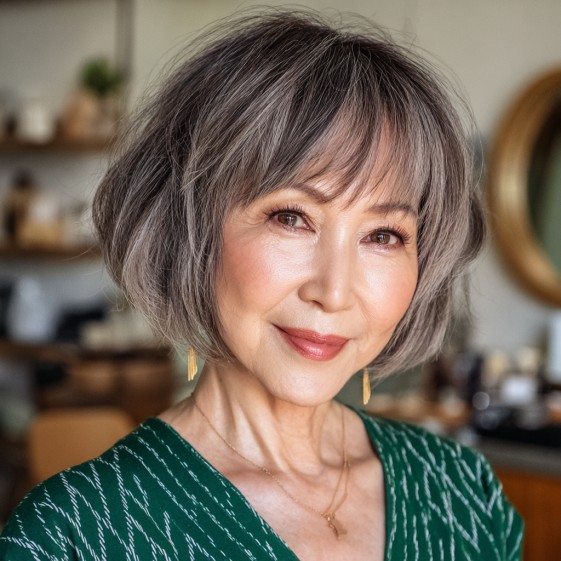 Modern Textured Bob with Soft Bangs