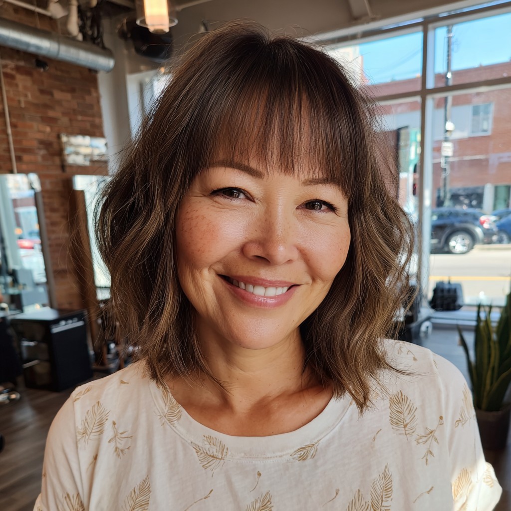 Choppy Textured Bob with Soft Bangs