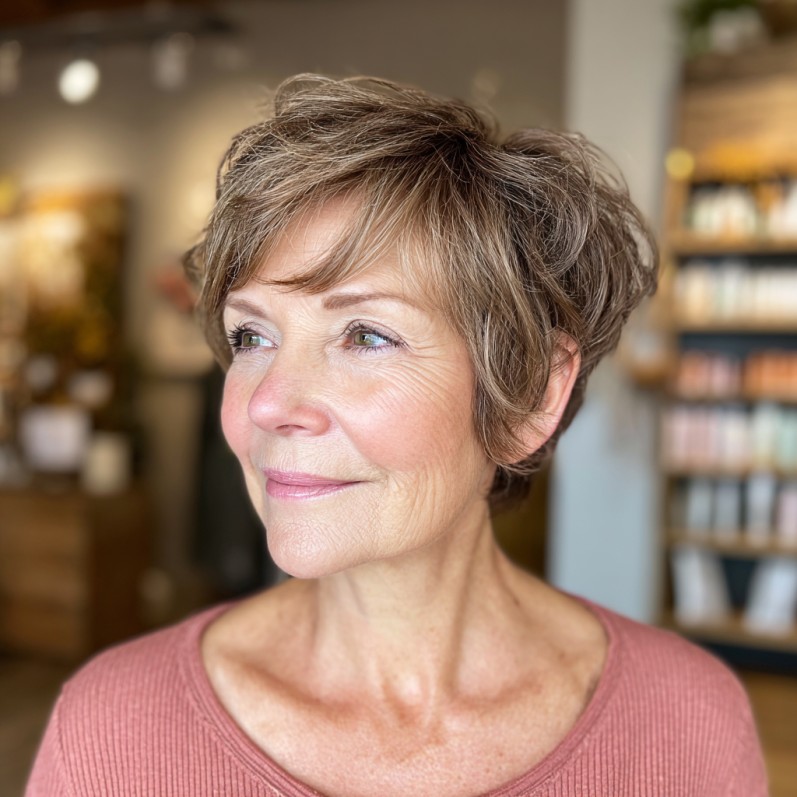 Charming Textured Wavy Pixie with Soft Volume