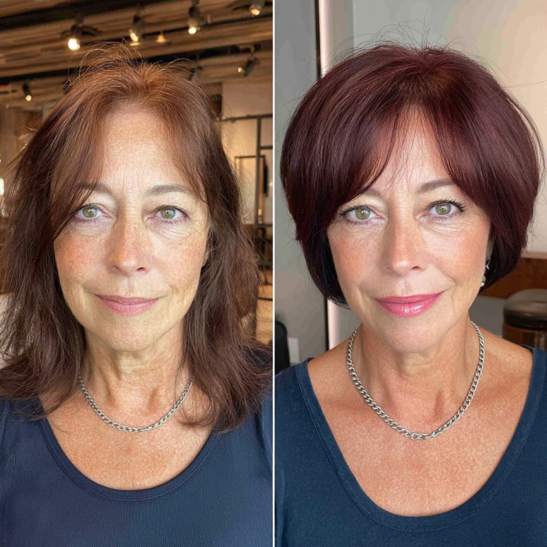 Bold Burgundy Bob with Soft Textured Layers