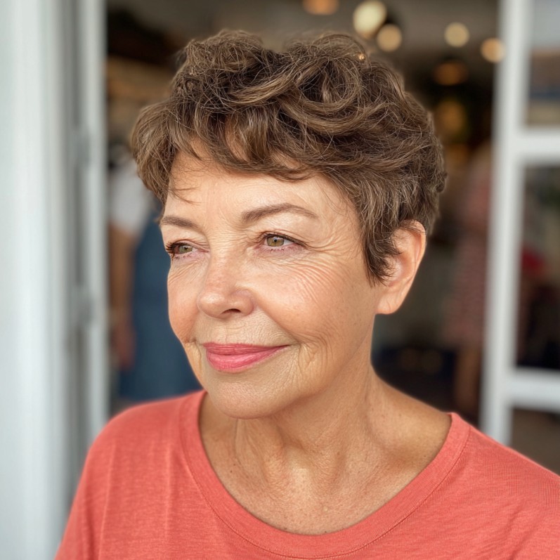 Charming Wavy Pixie with Natural Volume