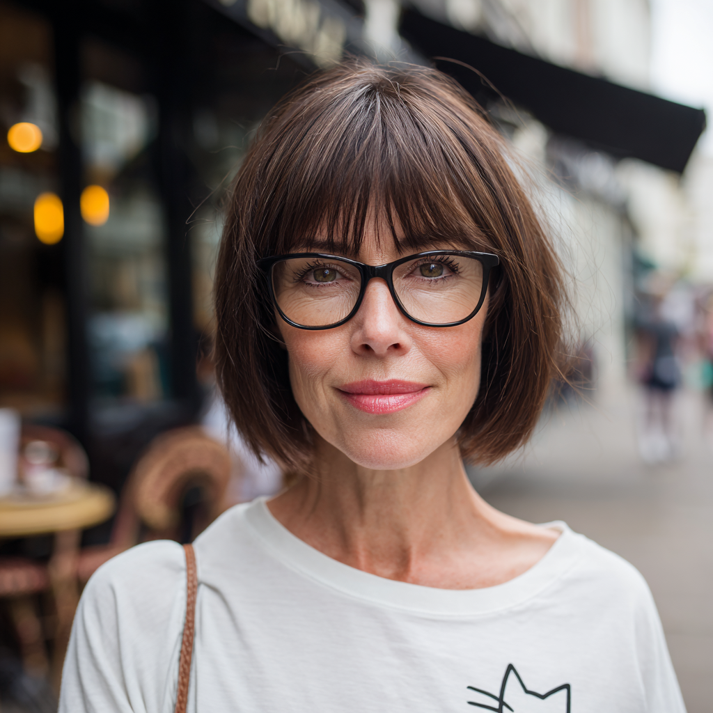 Chic Angular Bob with Birkin Bangs