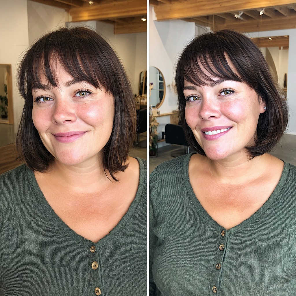 Chic Blunt Bob with Soft Fringe