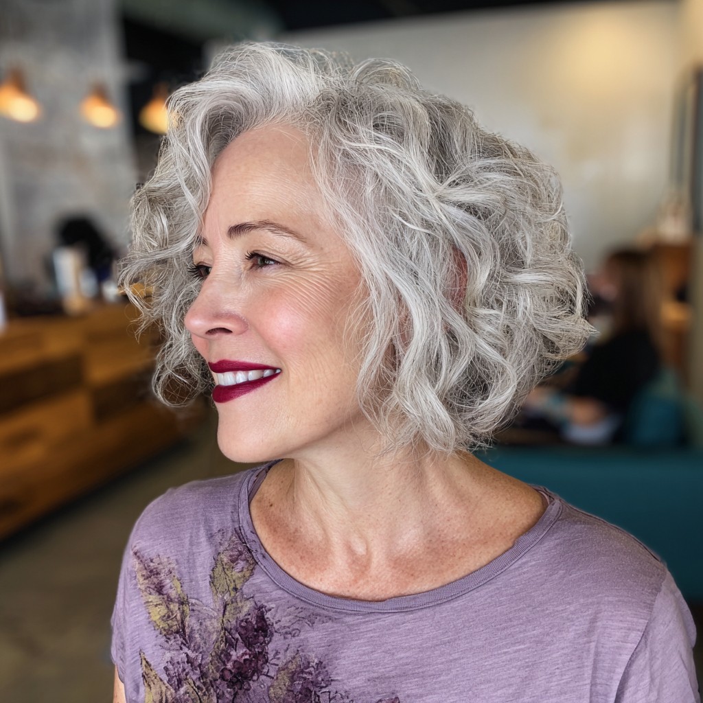 Chic Curly Inverted Bob with Soft Volume