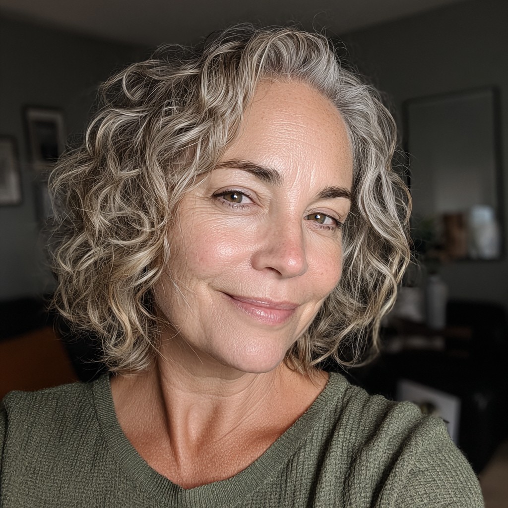 Chic Curly Shoulder-Length Cut with Soft Layers