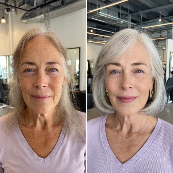 chic jaw length blunt cut with soft layers