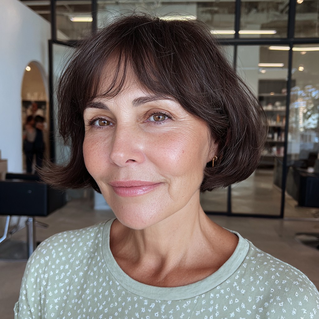 Chic Jaw-Length Bob with Delicate Curtain Bangs