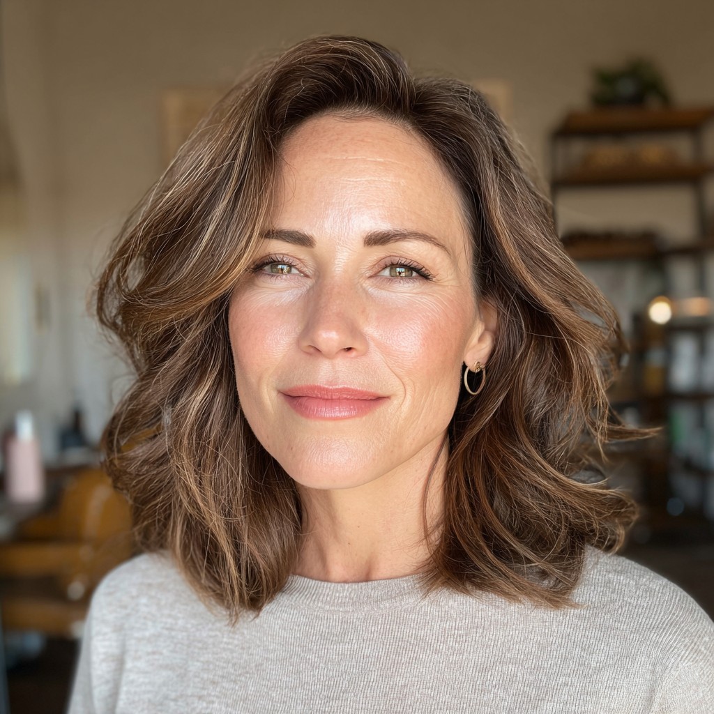 Chic Layered Asymmetrical Bob with Soft Waves